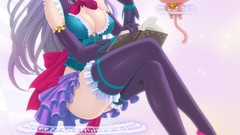 Anime long hair nekomimi animal ears cleavage neko thigh highs