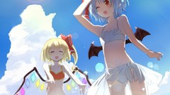 Anime long hair short hair remilia scarlet touhou flandre 