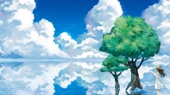 Anime long hair short hair scenic