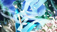 Anime long hair short hair skyscapes