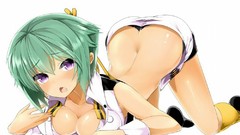 Anime lying down ecchi cleavage soft shading