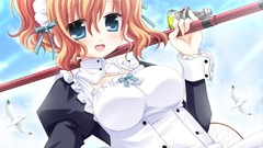Anime maids short hair fishing gear