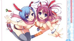 Anime Manga anime girls animal ears artwork striped legwear