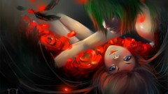 Anime Manga blue eyes green hair