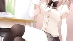 Anime Manga brown eyes brunettes school uniforms seifuku thigh 