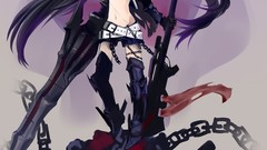 Anime Manga chains long hair anime girls black rock shooter 