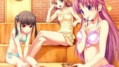 Anime Manga Sauna blush long hair anime girls green eyes purple 