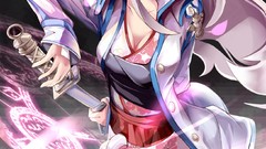 Anime masks skirts blush long hair anime girls flower petals 