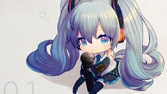 Anime microphones anime girls hatsune miku vocaloid upscaled