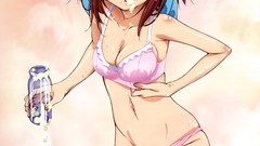 Anime milk wet blush anime girls brown eyes bra ecchi papa no 