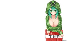 Anime minecraft creeper blush smiling anime girls green eyes 