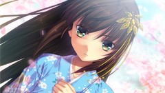 Anime Mono long hair anime girls brunettes game cg yukata 