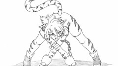 Anime monochrome furry lineart