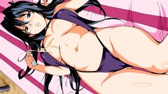 Anime navel anime girls black hair cleavage bikini