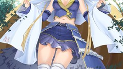 Anime navel blondes skirts anime girls ecchi thigh highs