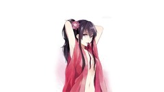 Anime navel long hair black hair hair ornaments Simple 