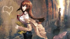 Anime okabe rintarou redhead purple eyes steins gate anime girls