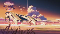 Anime old building couple Makoto Shinkai anime boys anime girls