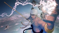 Anime One Piece anime boys Lightning sky clouds