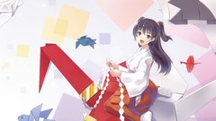 Anime origami long hair anime girls black hair open mouth black 