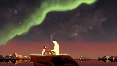 Anime outer space aurora borealis fantasy art