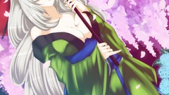 Anime parasol animal ears cleavage Japanese clothes Oboro 
