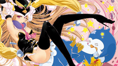 Anime Penguins red eyes blondes long hair pink eyes anime girls 