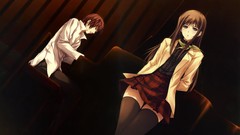 Anime piano brown long hair innocent grey game cg PP: 