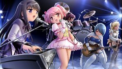 Anime piano Drums anime girls akemi homura kaname madoka tomoe 