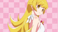 Anime pink background Vampires blondes long hair anime girls 