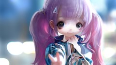 Anime pink hair anime girls blue eyes purple hair twintails