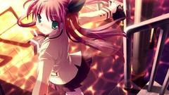 Anime pink hair anime girls green eyes school uniforms nekomimi 