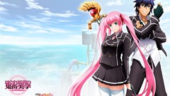 Anime pink hair anime girls green eyes seifuku Yuusha