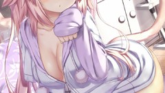 Anime pink hair anime girls nekomimi animal ears