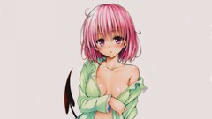 Anime pink hair anime girls short hair purple eyes to-love-ru 