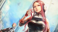 Anime pink hair long hair anime girls blue eyes short hair Chiyo