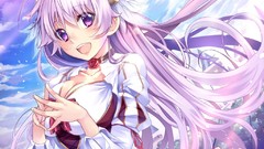 Anime pink hair long hair anime girls game cg purple eyes