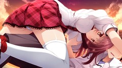 Anime pink hair long hair anime girls short hair game cg visual 