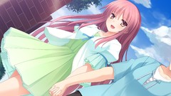 Anime pink hair long hair anime girls short hair game cg visual 