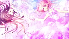 Anime pink hair long hair pink eyes anime girls closed eyes 