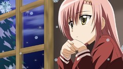 Anime pink hair long hair school uniforms