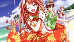 Anime pink hair long hair school uniforms love hina