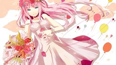 Anime pink hair long hair school uniforms vocaloid megurine luka