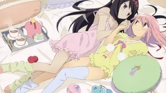 Anime pink hair mahou shoujo madoka magica bare shoulders black 