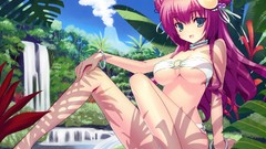 Anime purple hair bikini skyscapes 11eyes-Tsumi to Batsu to 
