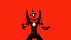 Anime red background neon genesis evangelion minimalistic mecha 