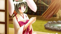 Anime red eyes anime girls animal ears Japanese clothes bunny 