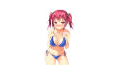 Anime red eyes anime girls bikini Simple Background