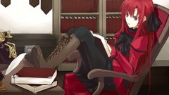 Anime red eyes anime girls boots pantyhose phones