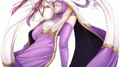 Anime red eyes anime girls redheads cleavage thigh highs bent 